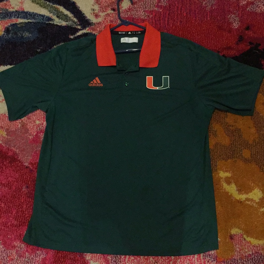 Men’s University of Miami Adidas Perf.  Polos XL